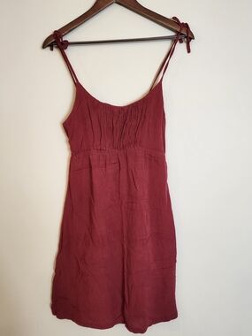 Retrod Sleeveless Tie Shoulder Strap Babydoll Dress Size XS Deep Red